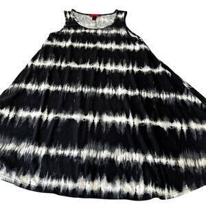 Hot Kiss Dress Womens Plus 1X Black Gray White Tie Dye Knee Length Y2K Retro